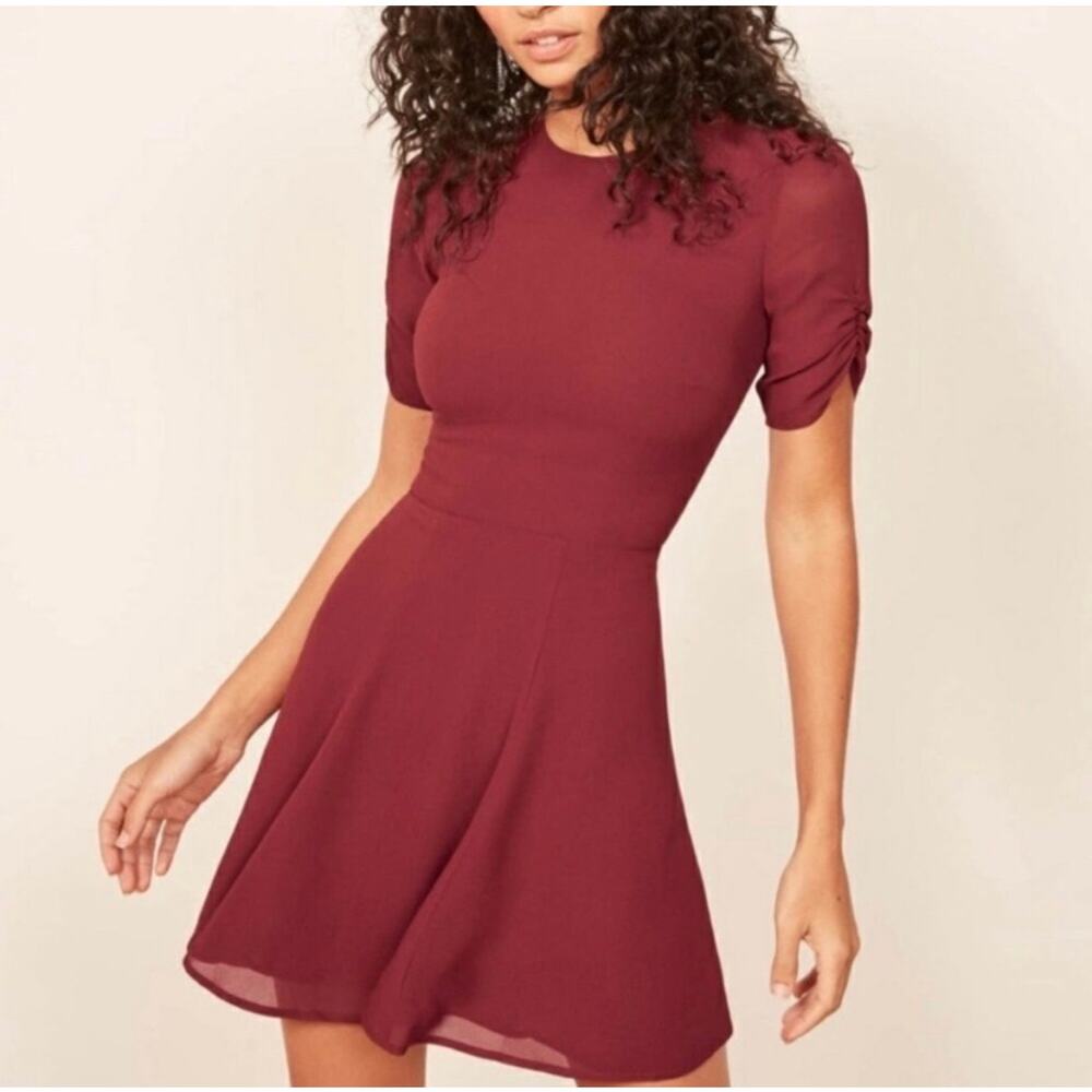 Reformation Gracie Ruched Sleeve MiniDress Size 0